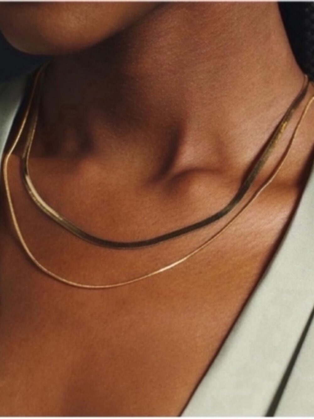 New! 18K Gold Plated Herringbone Necklace Stack Set (2002) NWOT